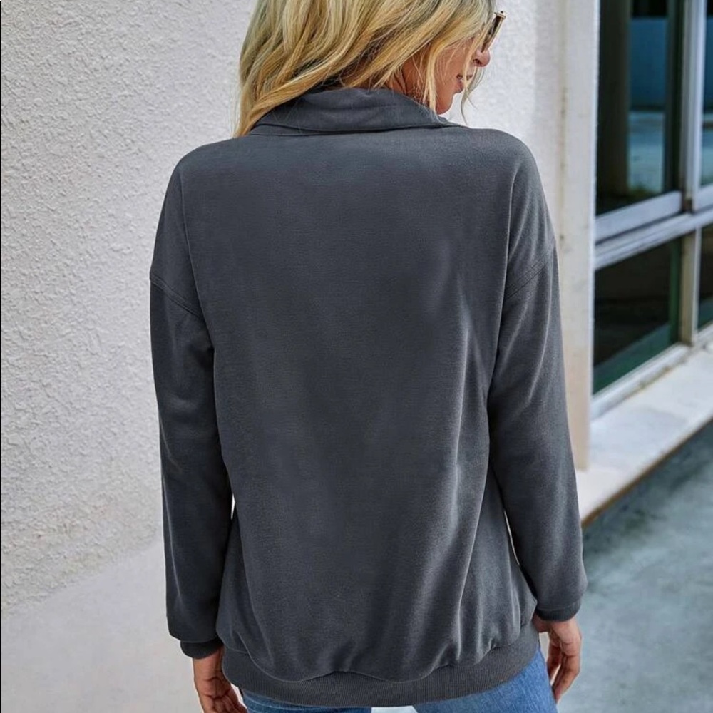 Half zip up sweatshirt pockets dusty pink mauve - Picture 4 of 7